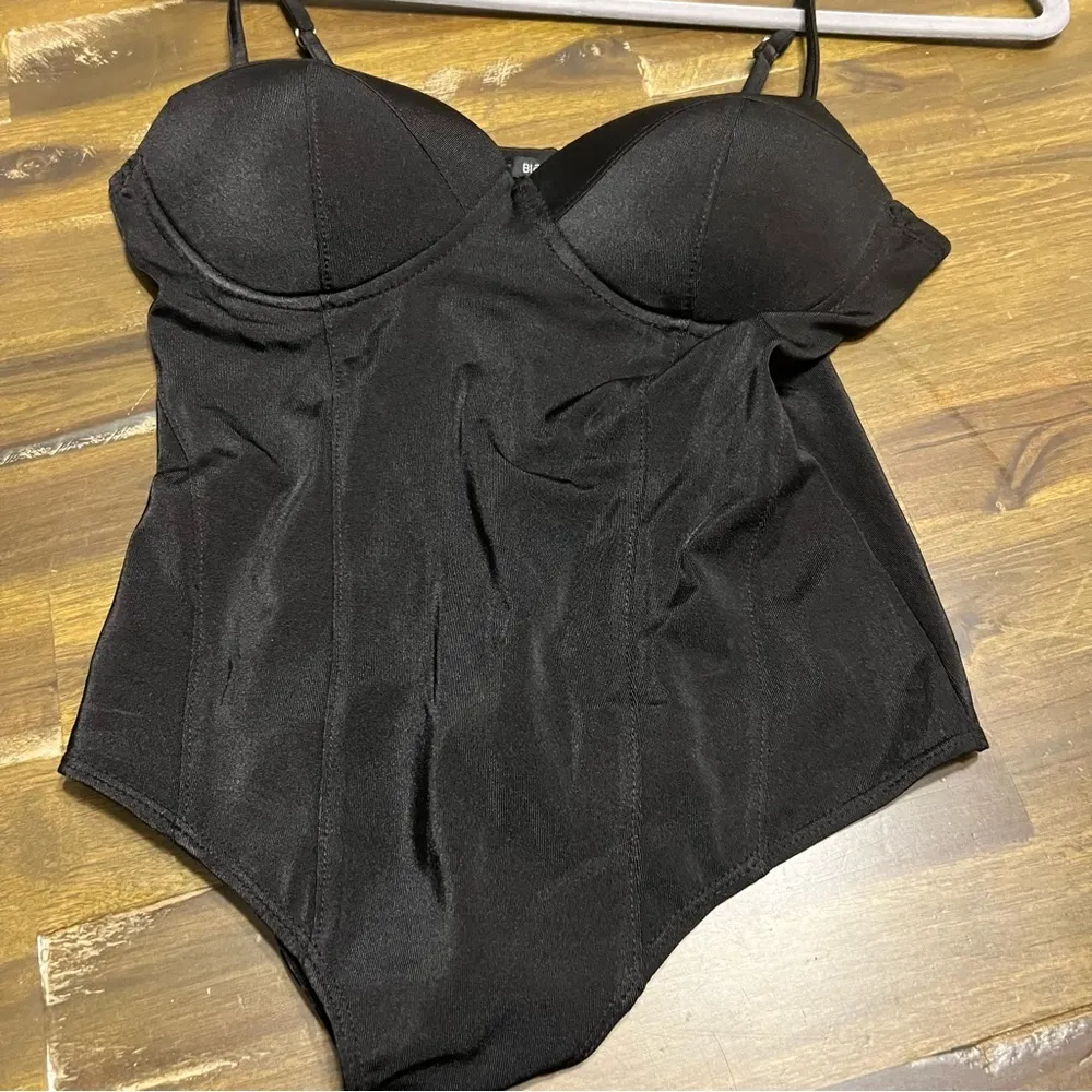 Blashe Black Bodysuit Padded Small Padded Thong Stretchy - Image 3