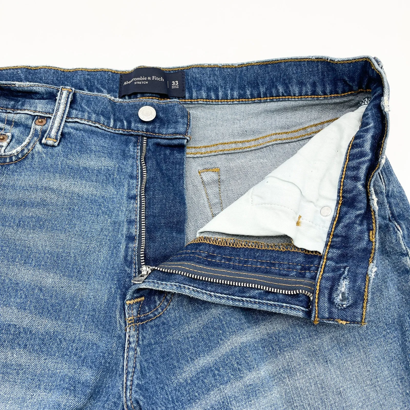 Abercrombie Fitch Womens Denim Shorts 33 Blue Cuffed Y2K Indie Preppy‎ Coastal - Image 5