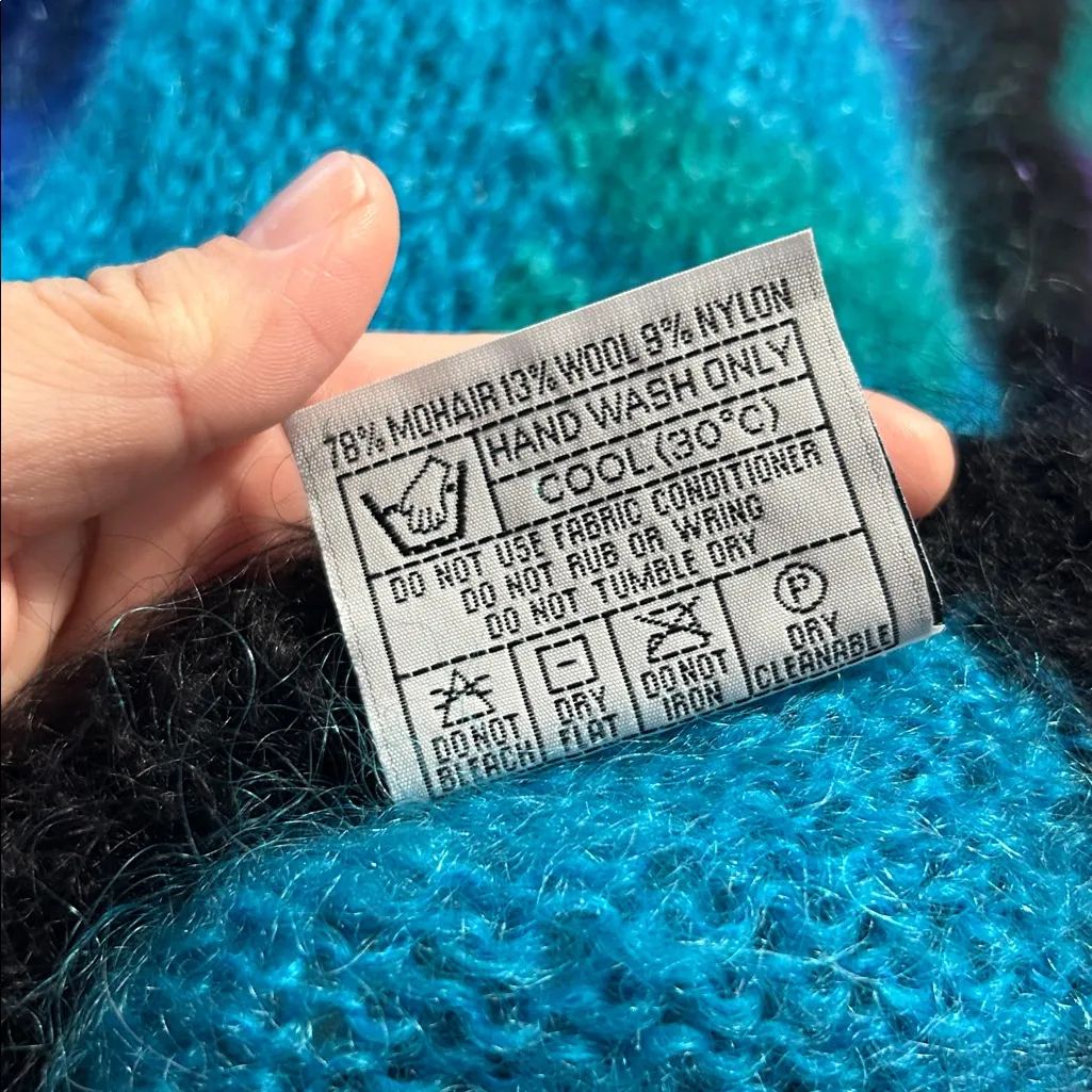 Vintage 80s Mohair Cardigan: Funky Abstract Geometric Sweater by soft options Purple Size XL - Image 13