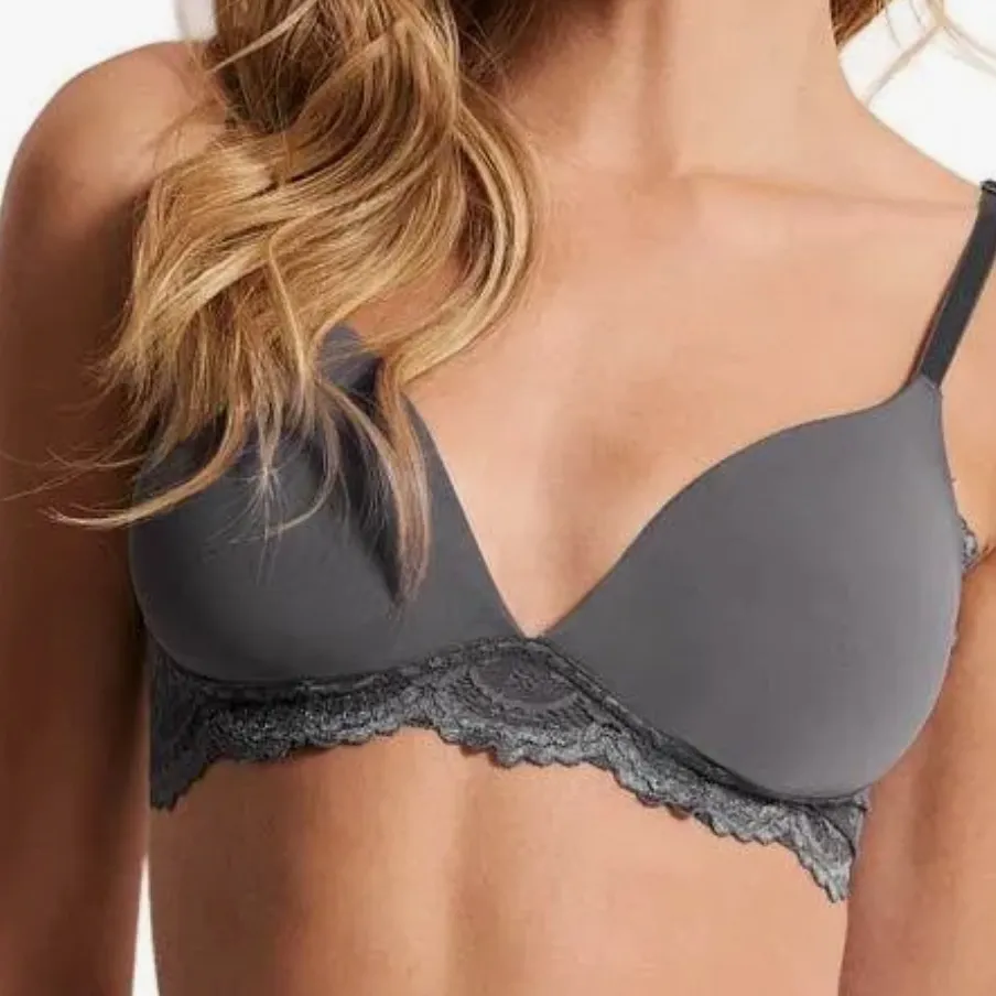 Adore Me Women’s Jainey Contour Plunge Bra Smoky Dark Gray 36C Lace Detail NWT - Image 2