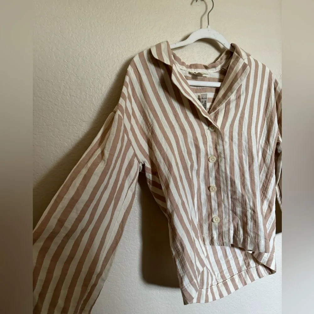 Madewell Striped‎ Double-Gauze Oversized Pajama Shirt Sz S Hyde Park Stripe NEW - Image 6