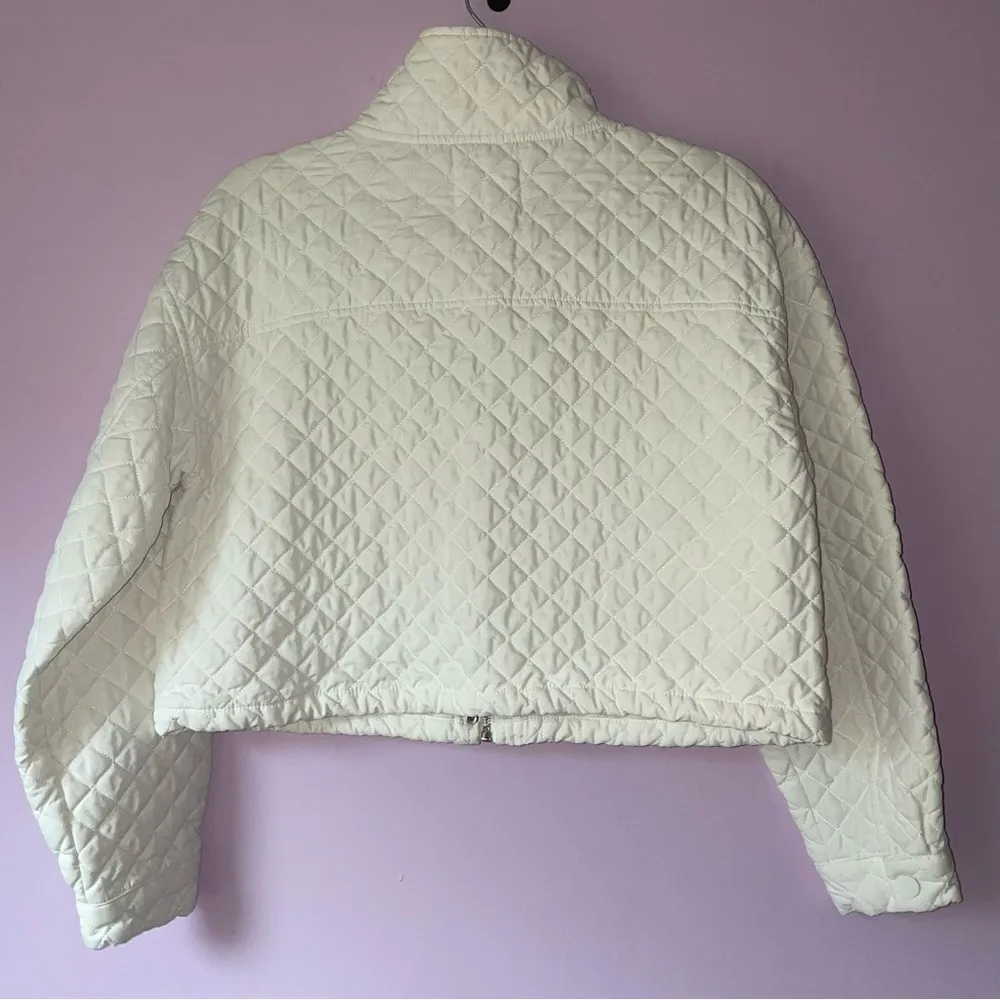 Elodie Quilted White Cropped Jacket Size M Boho Preppy Coastal - Image 5