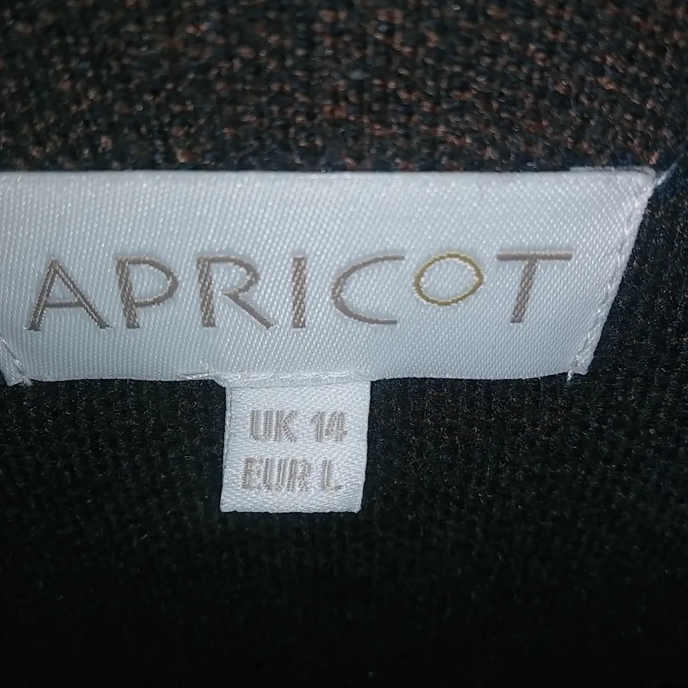 Apricot UK L Open Front Plaid Pocketed Cardigan in Darkest Navy Tan Blue Size L - Image 7