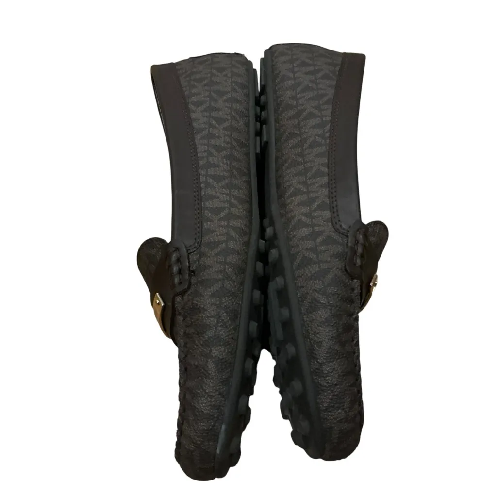 Michael Kors Everett brown leather with silver logo loafers women’s 10 - Image 3