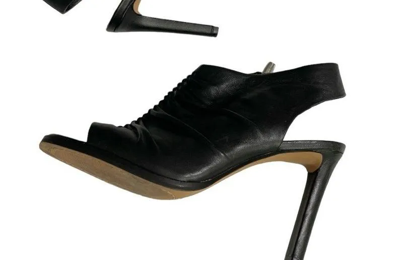 Vince Camuto Jenett Leather
Rouched Front Slingback
Heeled Booties Black 9 1/2M - Image 8