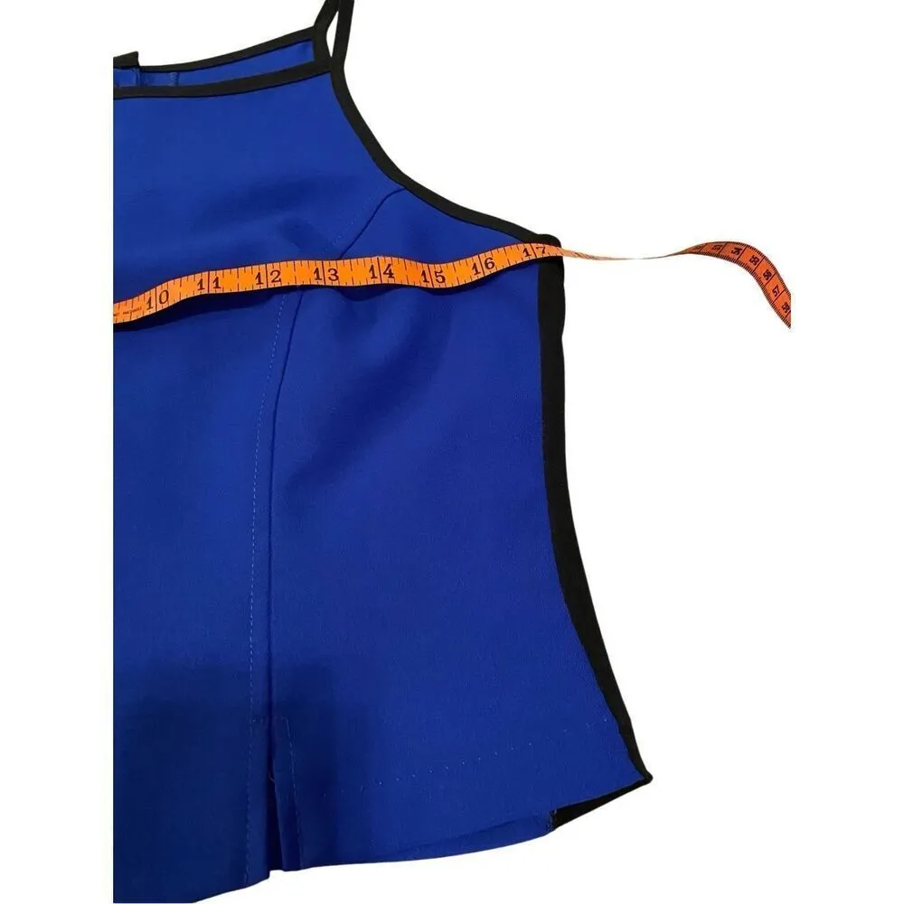 Button Detail Tank Top Spaghetti Straps Formal Office Business Sexy Blue Size L - Image 5