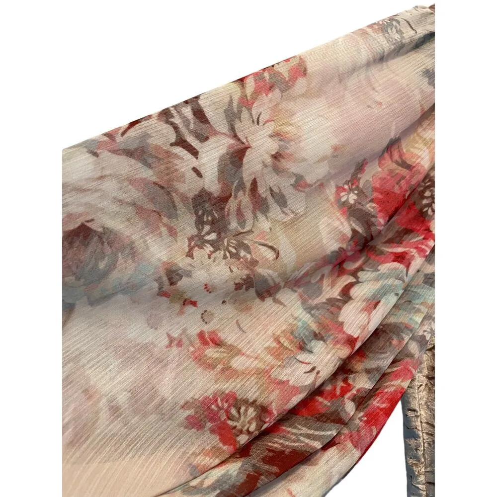 Anthropologie Meadow Rue Crushed Velvet Chiffon Floral Sleeves Top Medium - Image 6