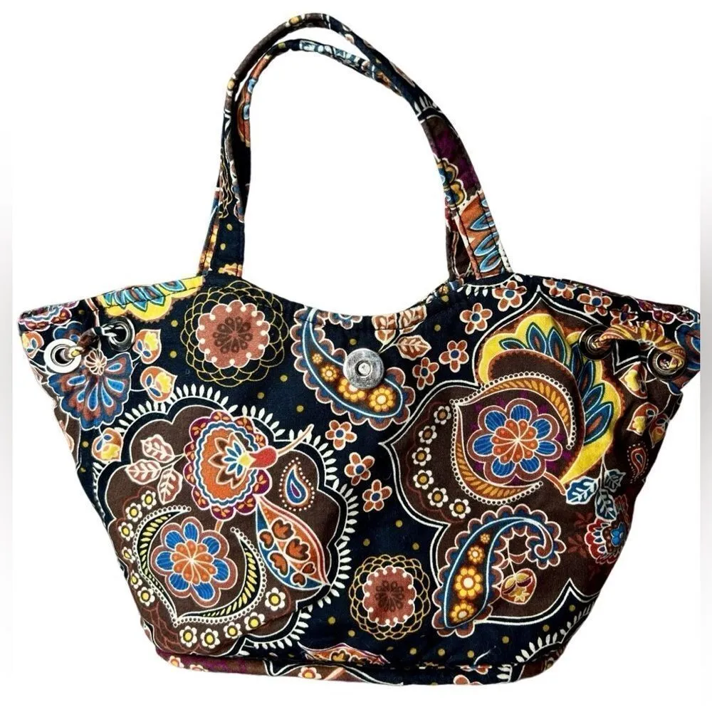 Vera Bradley Quilted "Kensington" Sherry Handbag Tote‎ Brown Paisley Earth Tones - Image 8
