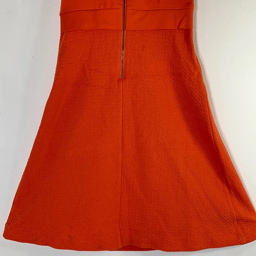 Anthropologie HD In Paris Orange Ardmore Textured Knit Dress Size-4. - Image 11