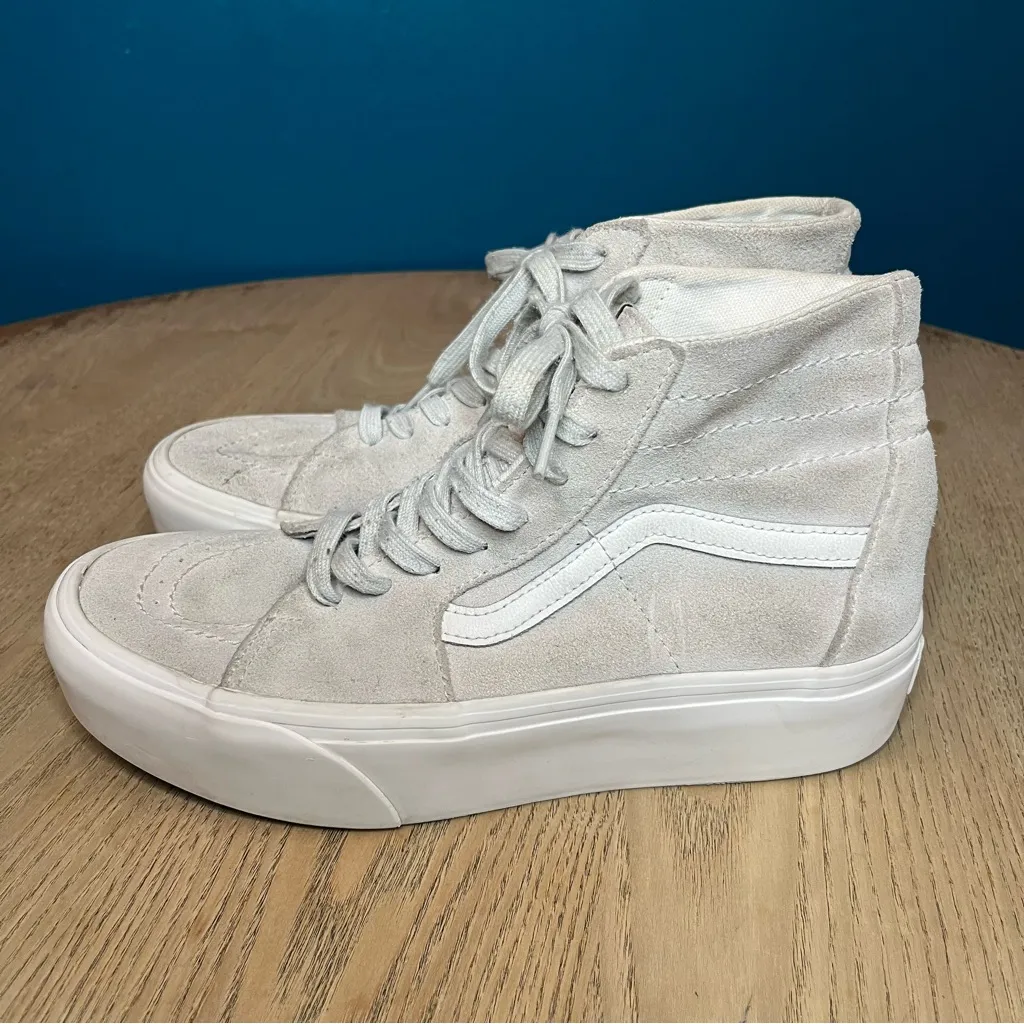 VANS Sk8-Hi Stackform Chunky Sneakers Womens 9.5 Suede Gray Platform Lace Up - Image 3