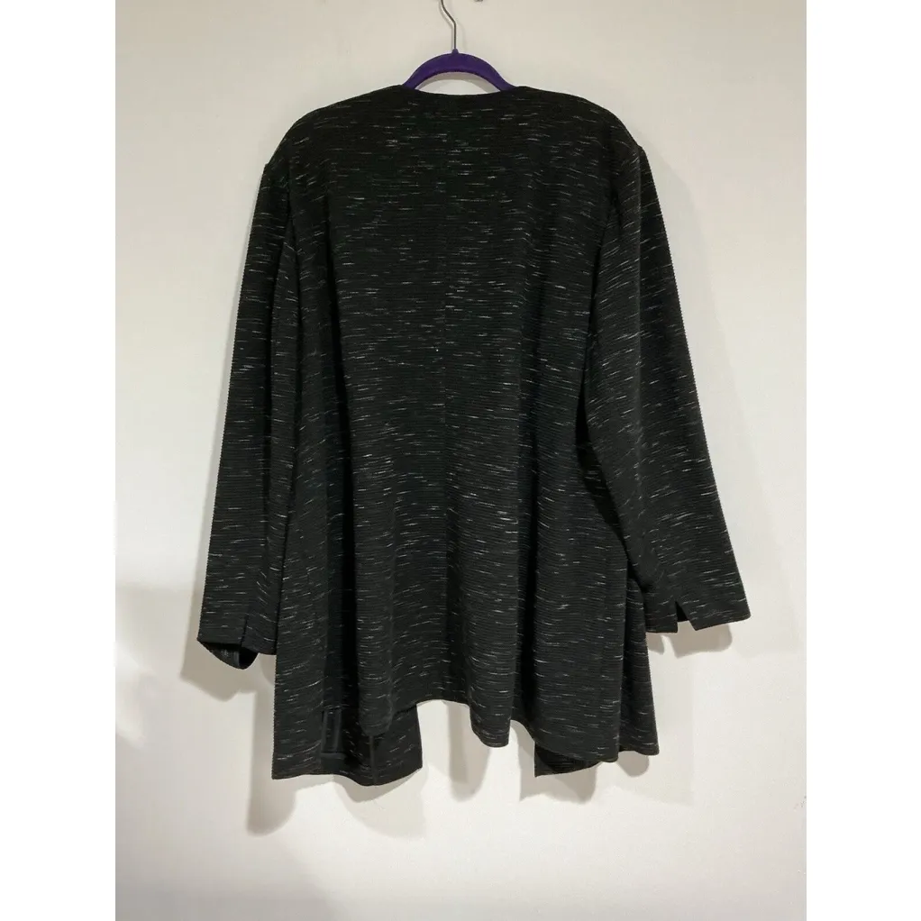 Womans Nine West Open Front Padded Shoulder Black 24w Ribbed Material Jacket - Image 2