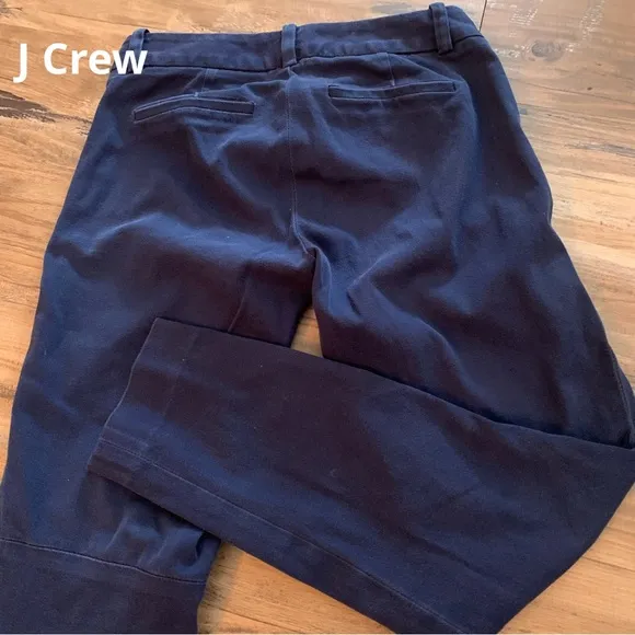 J. Crew Stretch City Fit Women Size 00 Blue Cropped Side Zipper Pants - Image 2