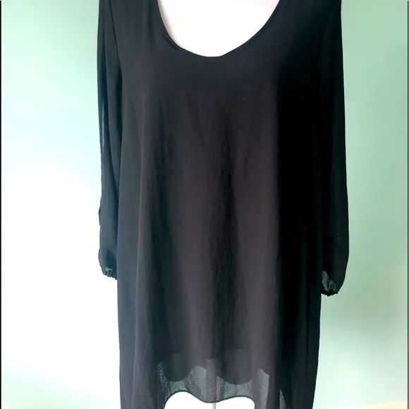 Ailaduo Black dress with shear sleeves Size L - Image 11