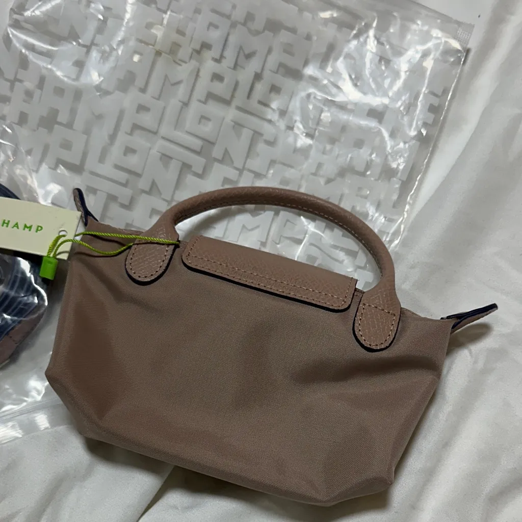 Longchamp Mini Bag in Taupe navy accents - Image 5