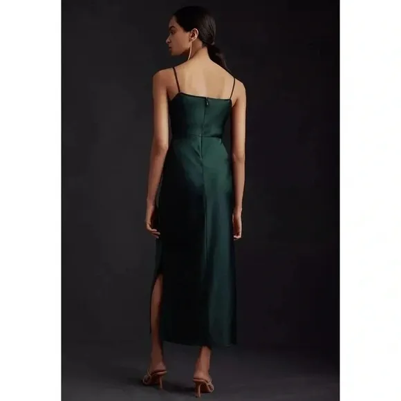 Sachin Babi Cali Satin Cowl‎ Neck Slip Dress Emerald Green Anthropologie 26w - Image 2