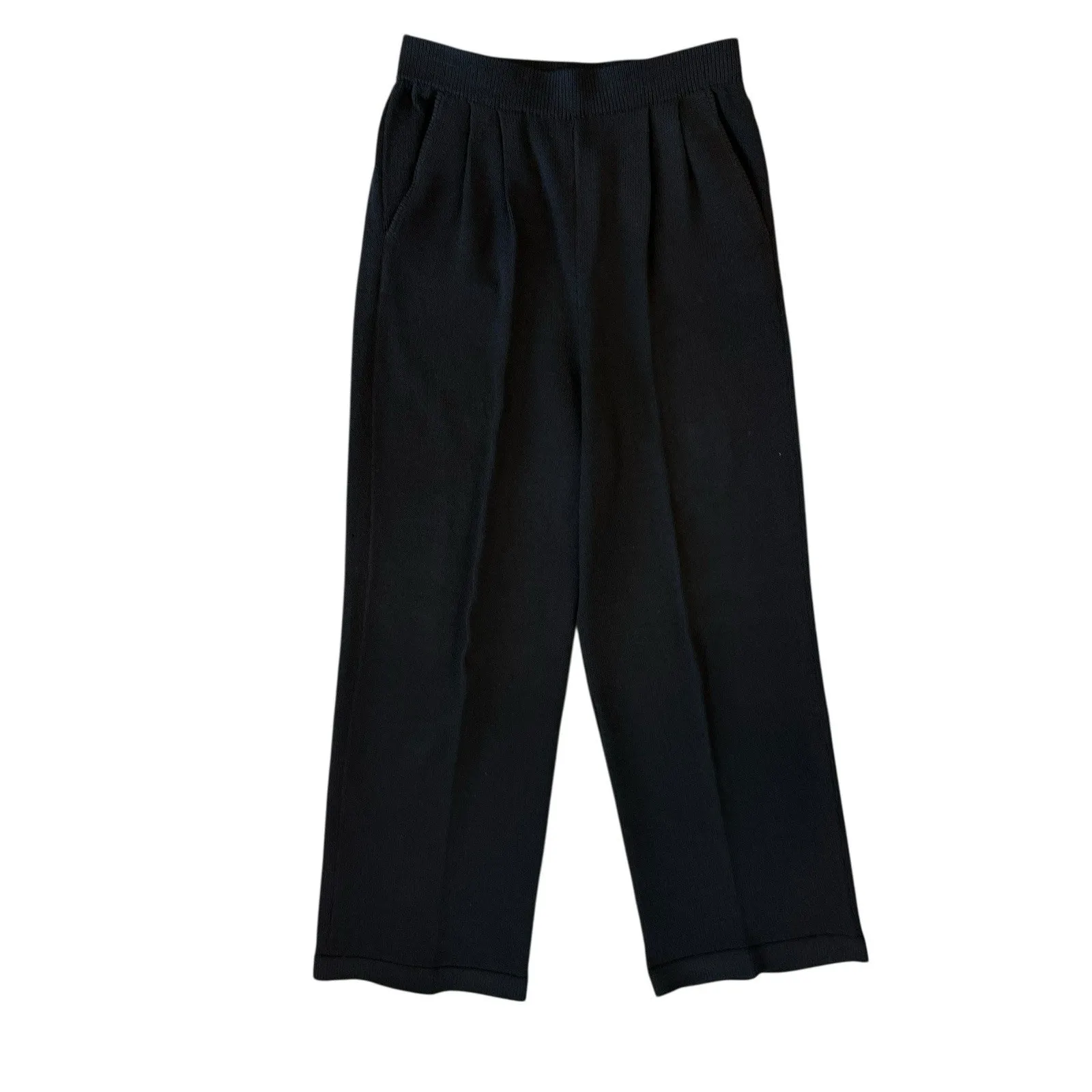 St. John Collection Marie Gray Pants Women’s 4 Black Pleated Santana Knit Wool - Image 2