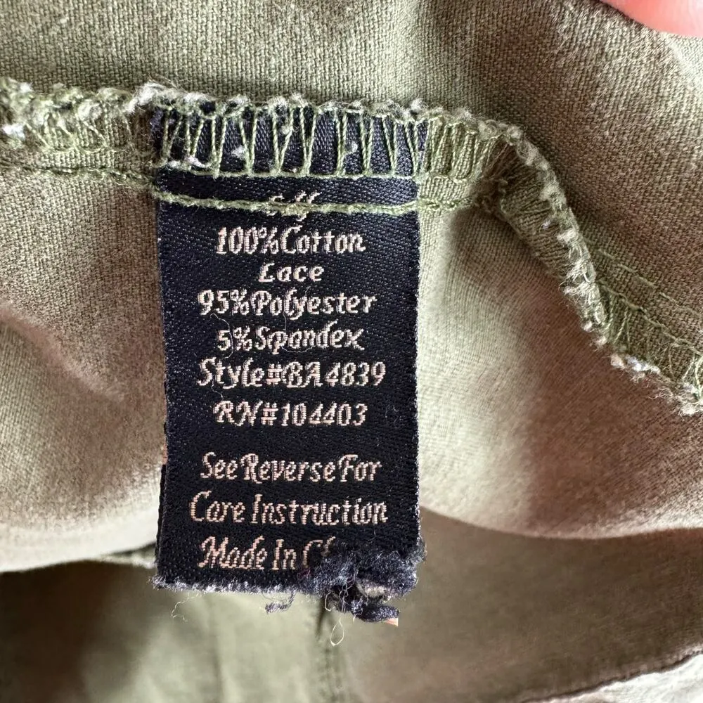 Blue Pepper Green Full Zip Lace Detail Cotton Denim Utility Jacket Size M - Image 11