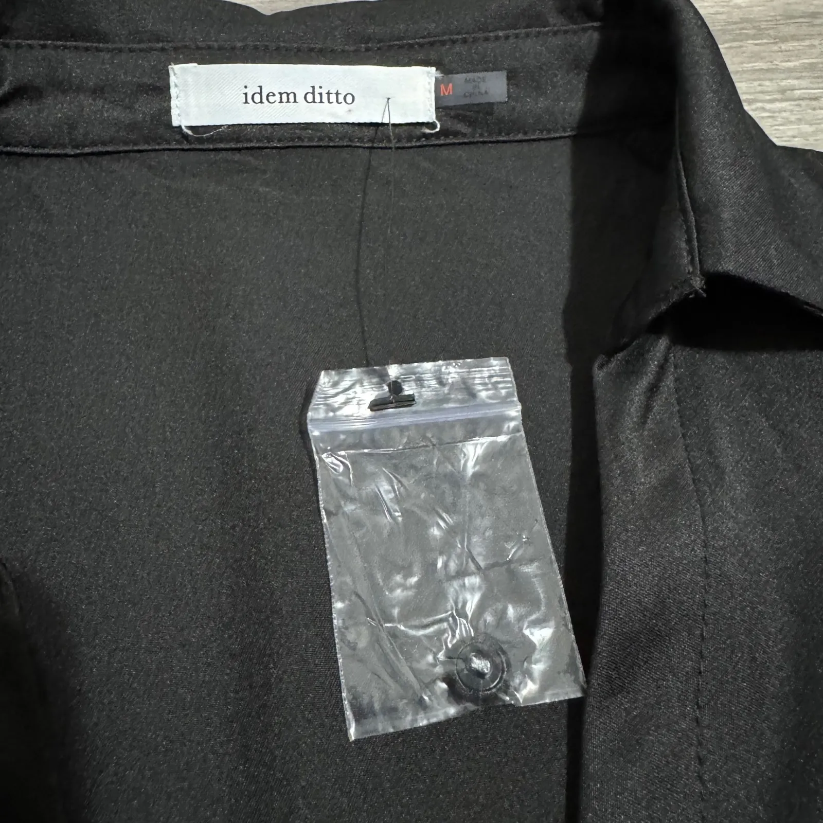 Idem Ditto Black Ruched Front Long Sleeve Collared Button Down Gothic Shirt M - Image 13