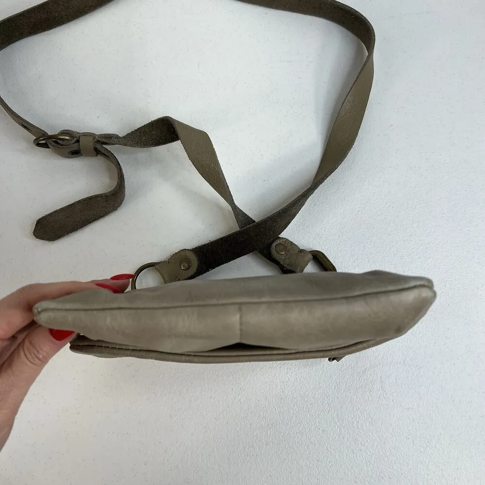 Allsaints Spitalfields Hera Crossbody Bag Leather Distressed Gray Adjustable - Image 15