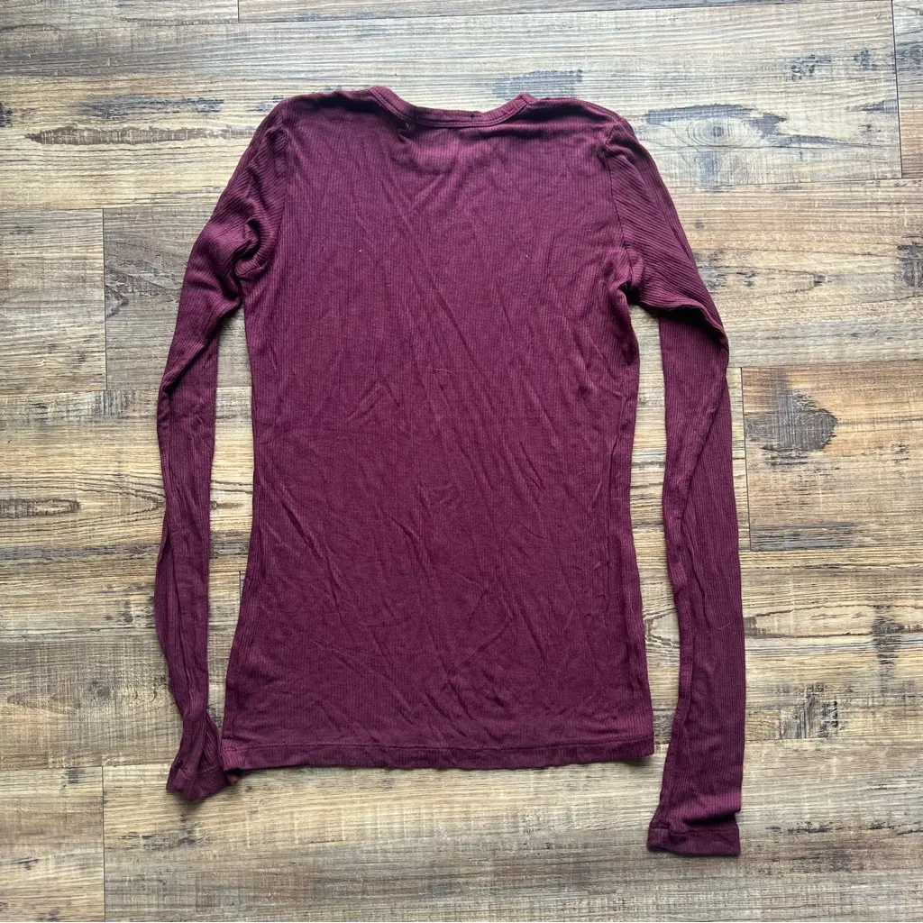 Brandy Melville Womens Burgundy Long Sleeve Shirt Soft Stretch One Size - Image 7