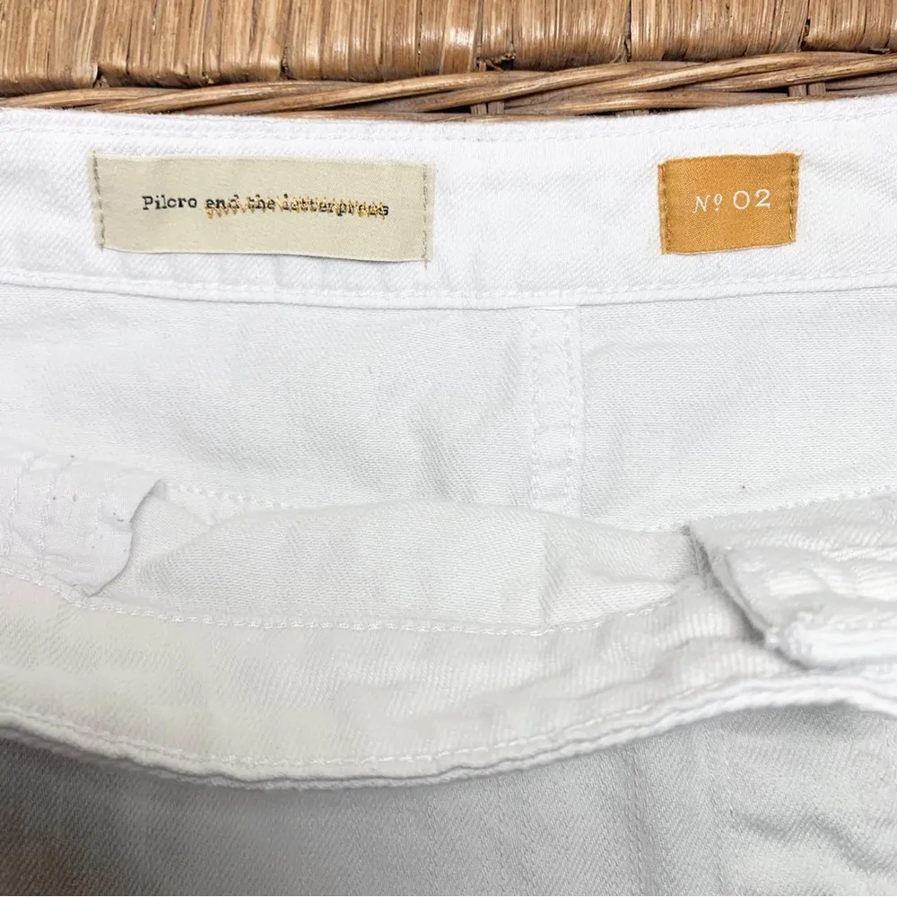 Anthropologie Pilcro and the Letterpress White Denim Raw Hem Fringe Skirt Size 2 - Image 10