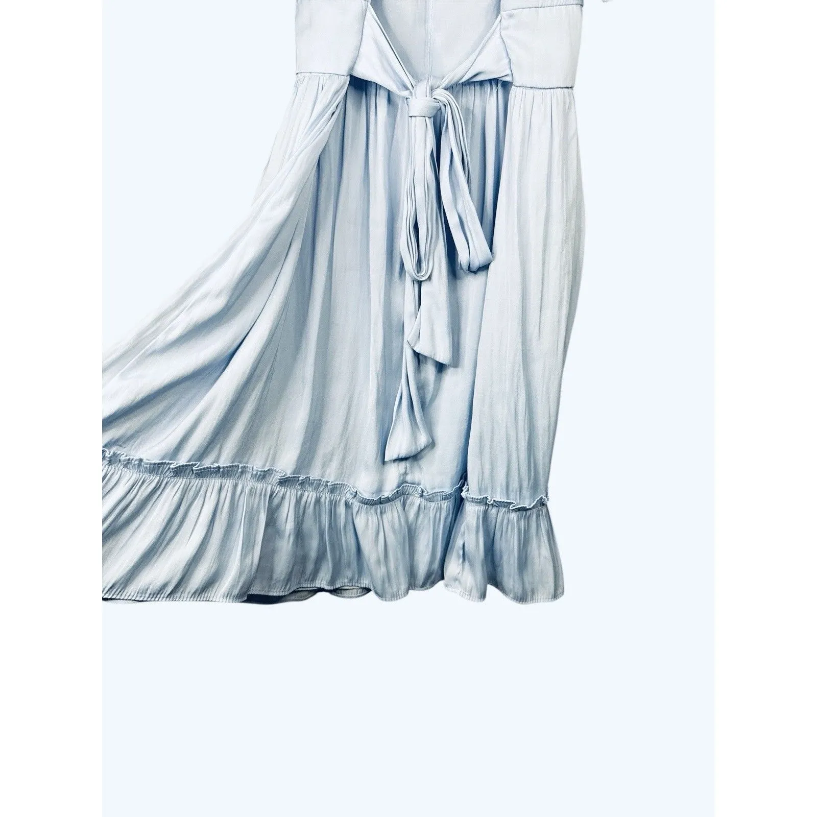 Altr’d State‎ Light Blue Puff Sleeve Babydoll Mini Dress Large Cottagecore Boho - Image 5