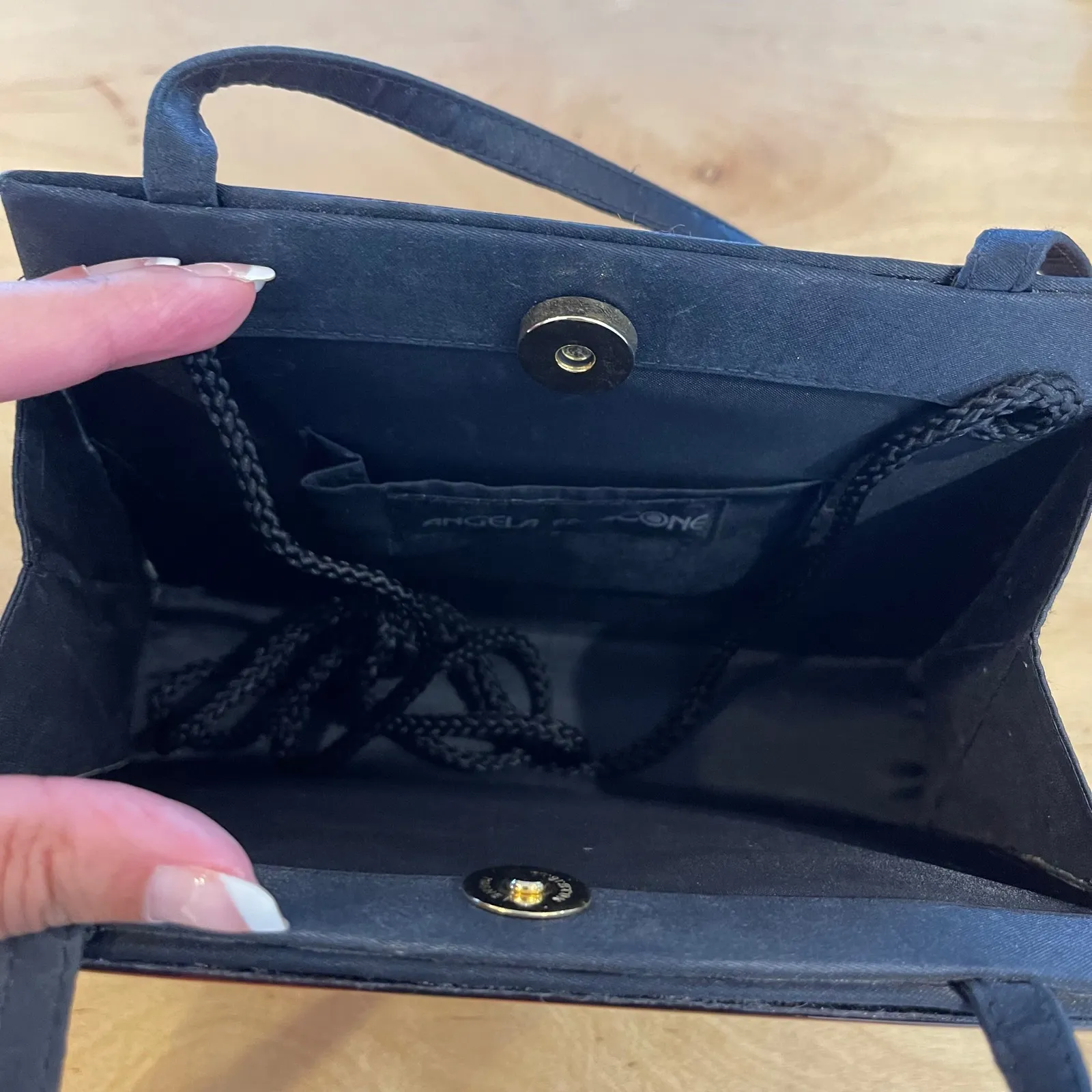 Angela Frascone Vintage Novelty Art Tote Bag Purse Cowboy Boots Roses Top Handle Black - Image 5