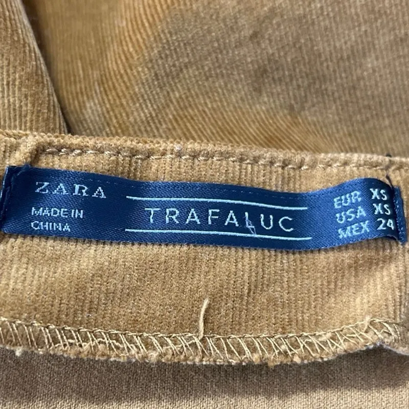 Zara Brown Corduroy Sleeveless Square Pinafore Velvet Velour Mini Overall Dress - Image 7