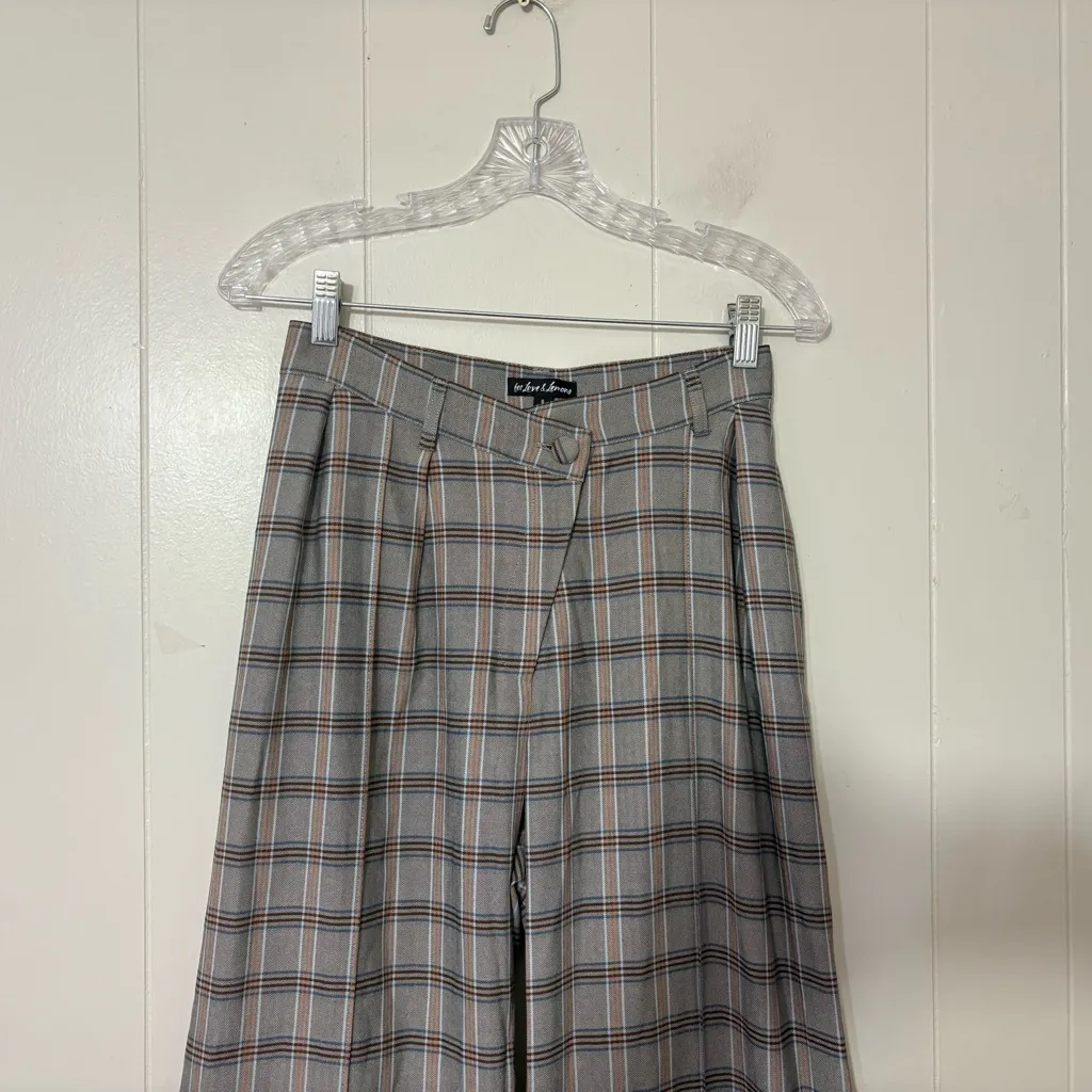 For Love & Lemons Kim Wide Leg Pants Gray Plaid Size S - Image 5