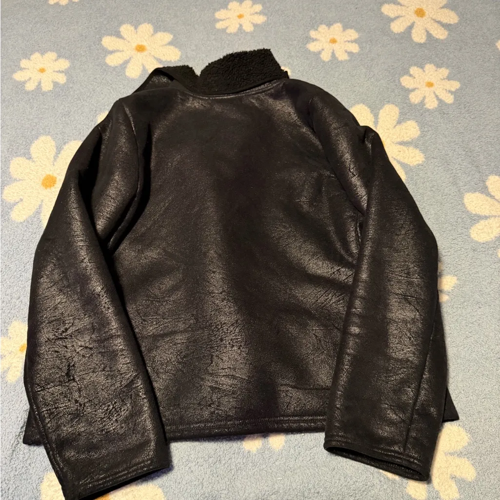 Vintage Y2K Ralph Lauren Moto Jacket - Black - Faux Leather Shearling - Image 2