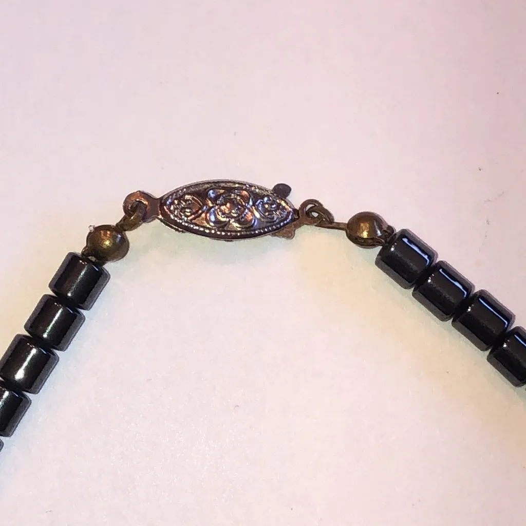 Elegant Metallic Black Hematite and Turquoise Color Beaded Boho Necklace - Image 6