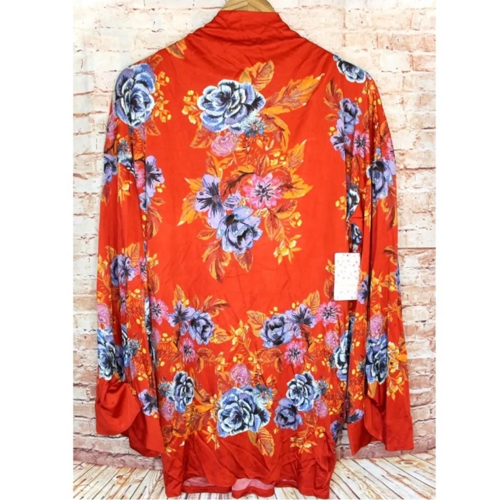 Free People | Summer Red Orange 2 AM Floral Mini Dress High Neck Scoop Back - Image 3