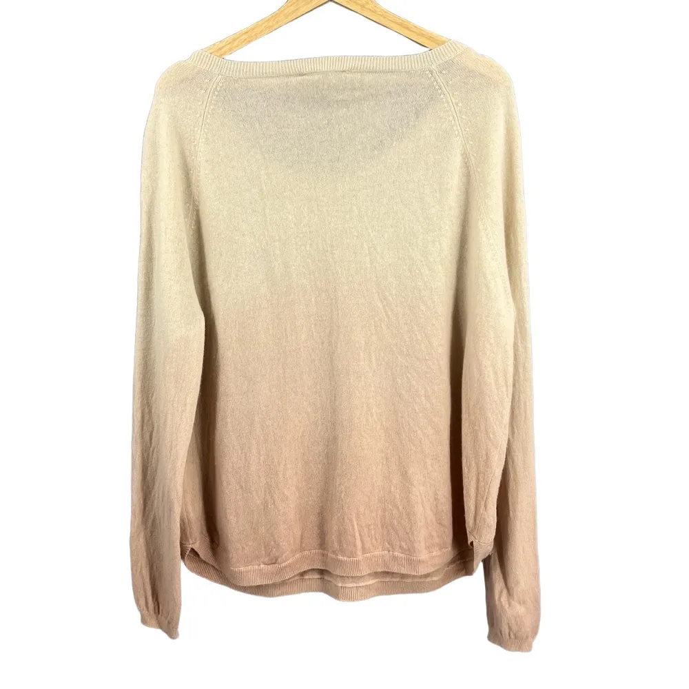 Vince Sweater Wool Cashmere Ombre Blush Beige Dip Dye Womens Medium - Image 2