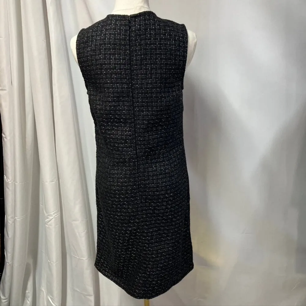 New Loft Metallic Tweed Button Pocket Dress Womens 0 Black Shift Classic Preppy - Image 10