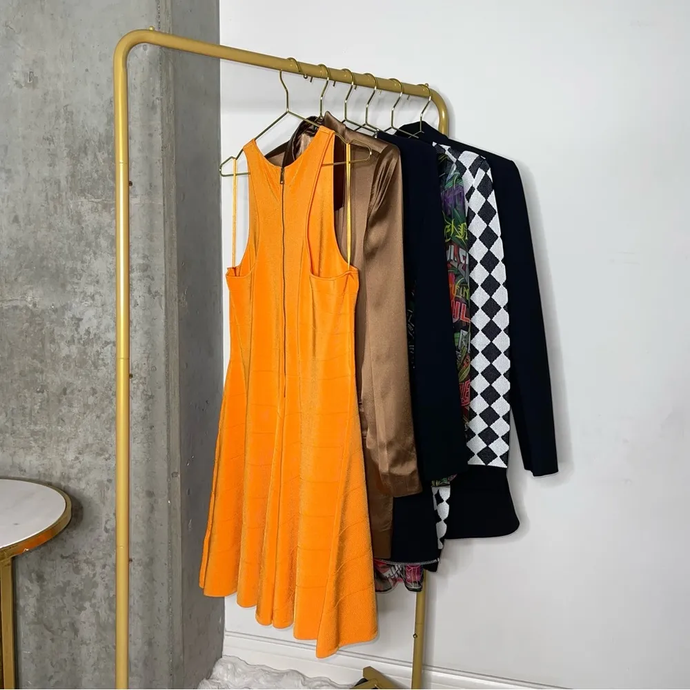 New Ted Baker Orange Salny Stretch Knit Fit + Flare Sleeveless Mini Dress - Image 8