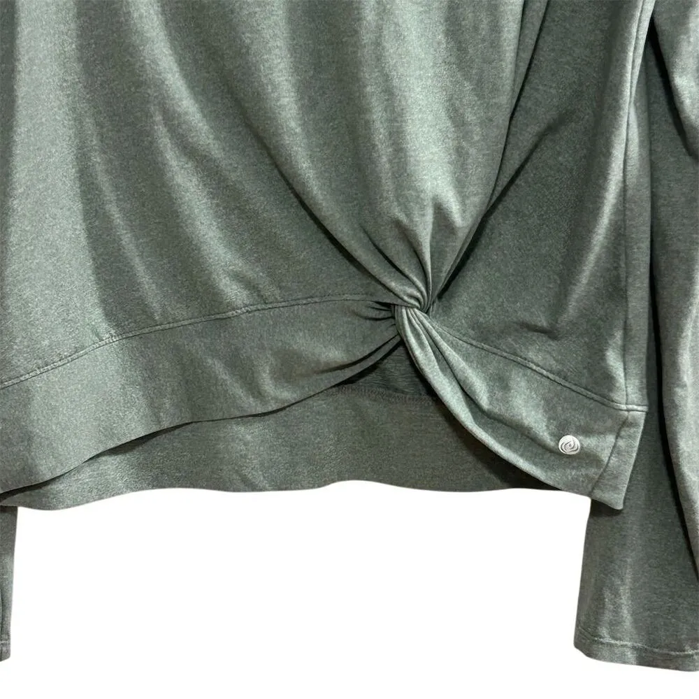 Apana Women's Twist Front Long Sleeve V-Neck Top Green Size S - Image 2