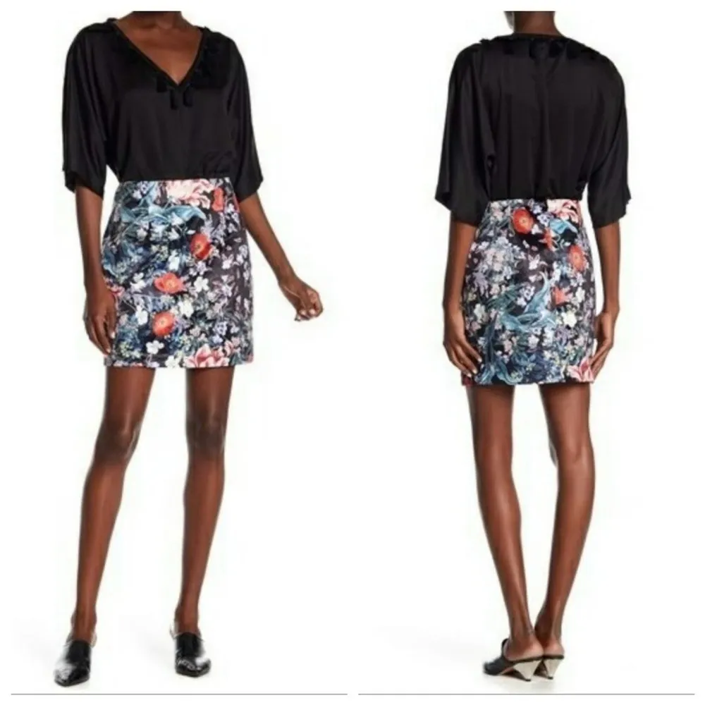Minkpink Botanica Satin Mini Skirt Pink Red Purple Black Blue Yellow M New - Image 2