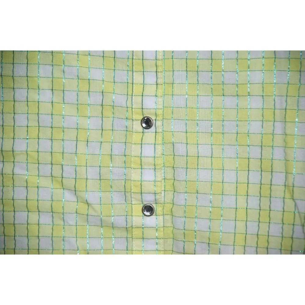 Rock 47 By Wrangler Girls Green Plaid Western Shirt Size XL LS Snap Button Up - Image 3