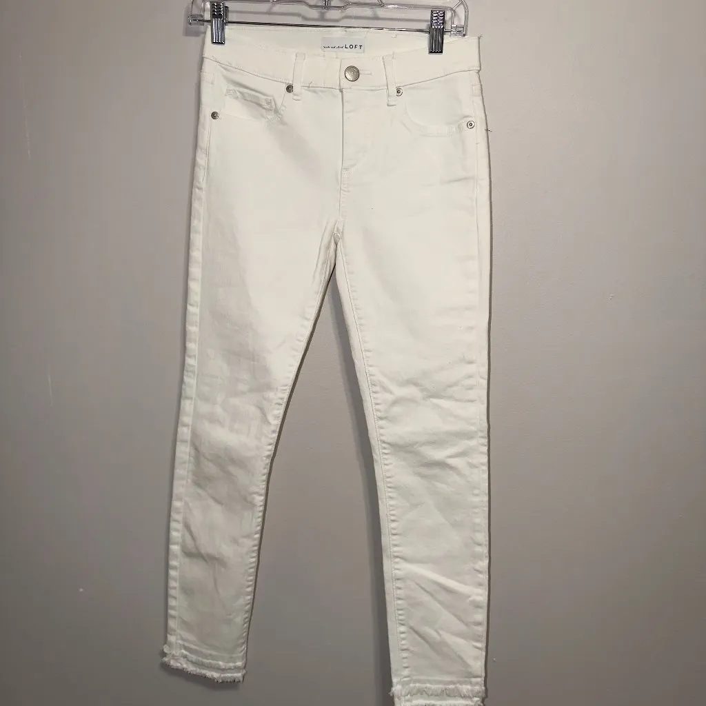 LOFT White Ankle Skinny Jeans Size 00/24 Stretch Denim - Image 2