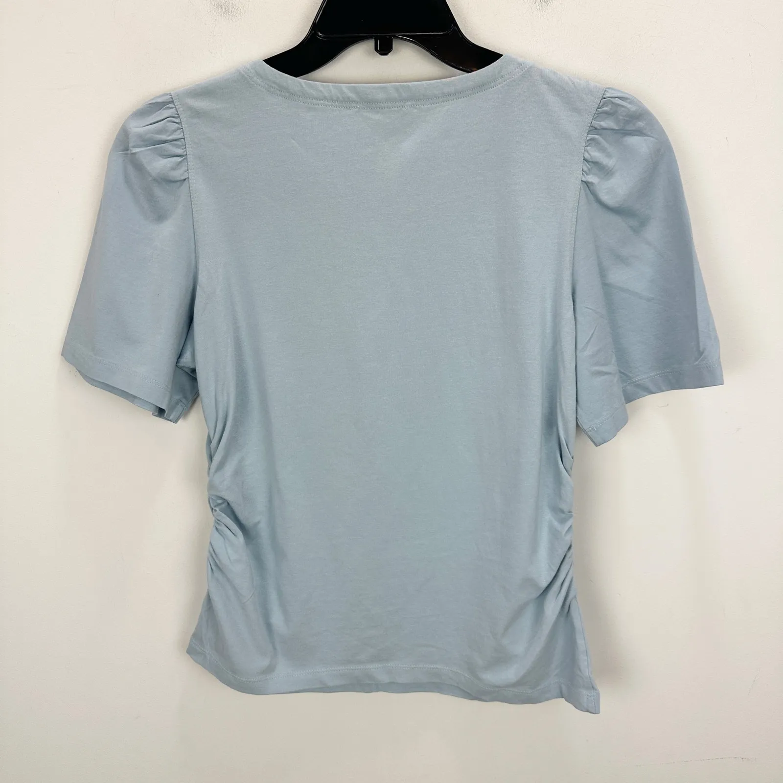 Madewell Side Cinch Puff Sleeve Tee Shirt Cotton Feather Blue Round Neck M NWT - Image 7