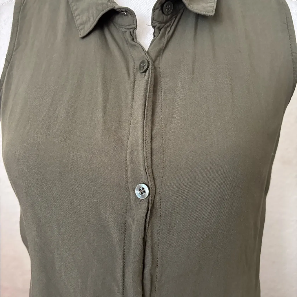BCBGeneration  Olive Button-Down Sleeveless Top. - Image 2