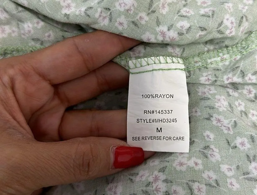 Herperus Tie Front Floral Maxi Dress Sz M Spaghettis Straps Green Multiple Size M - Image 9