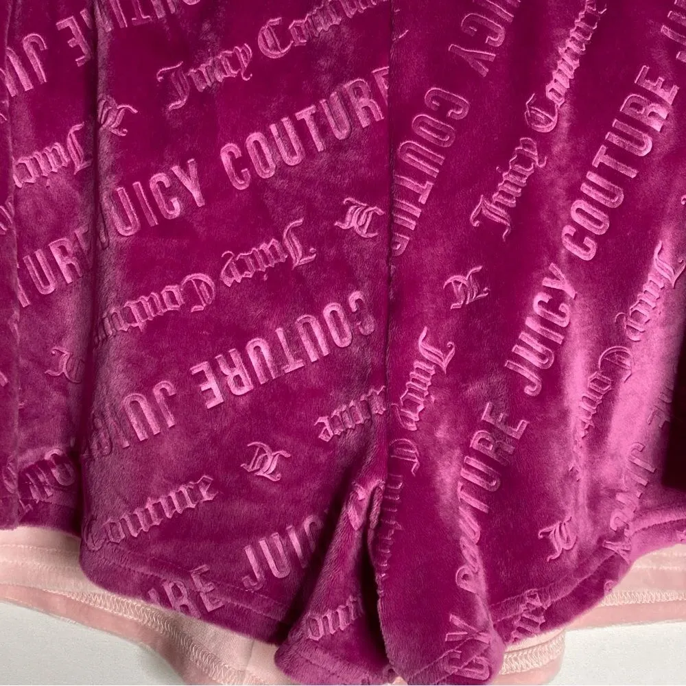 NWT 2 Pair Juicy Couture Velour Lounge Pajama Shorts Size Large Pink Rhinestone - Image 4