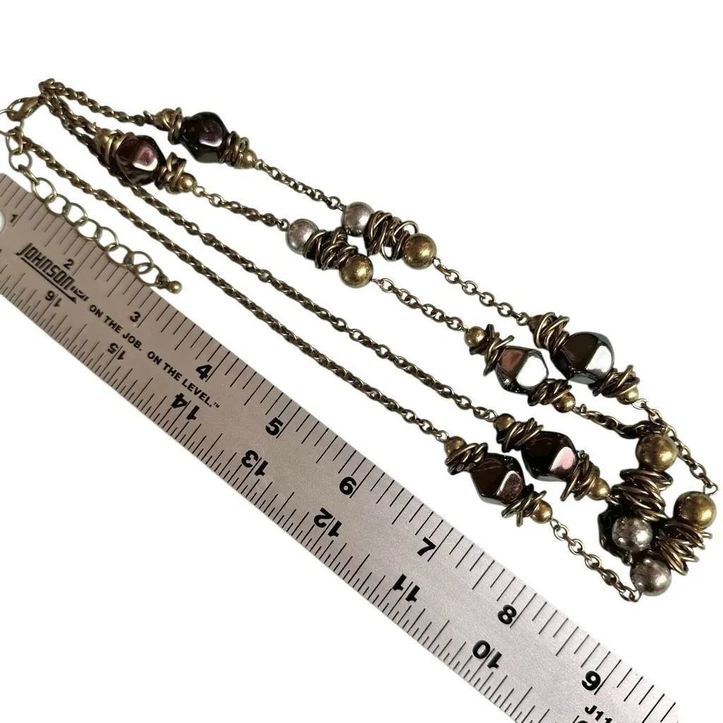 Mixed Metal Beaded Long Chain Necklace - Image 7