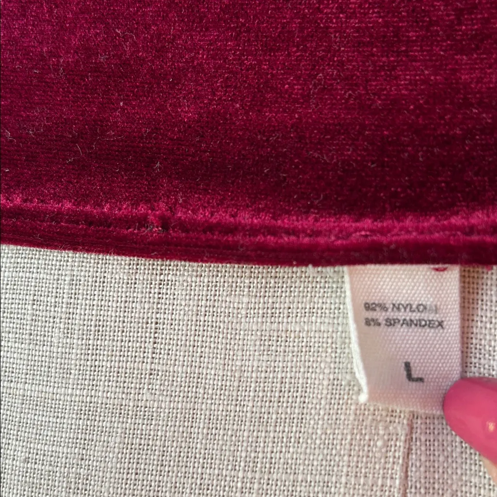 Sexy Velvet Burgundy V Neck Cropped Bra Top Size Large Red - Image 6