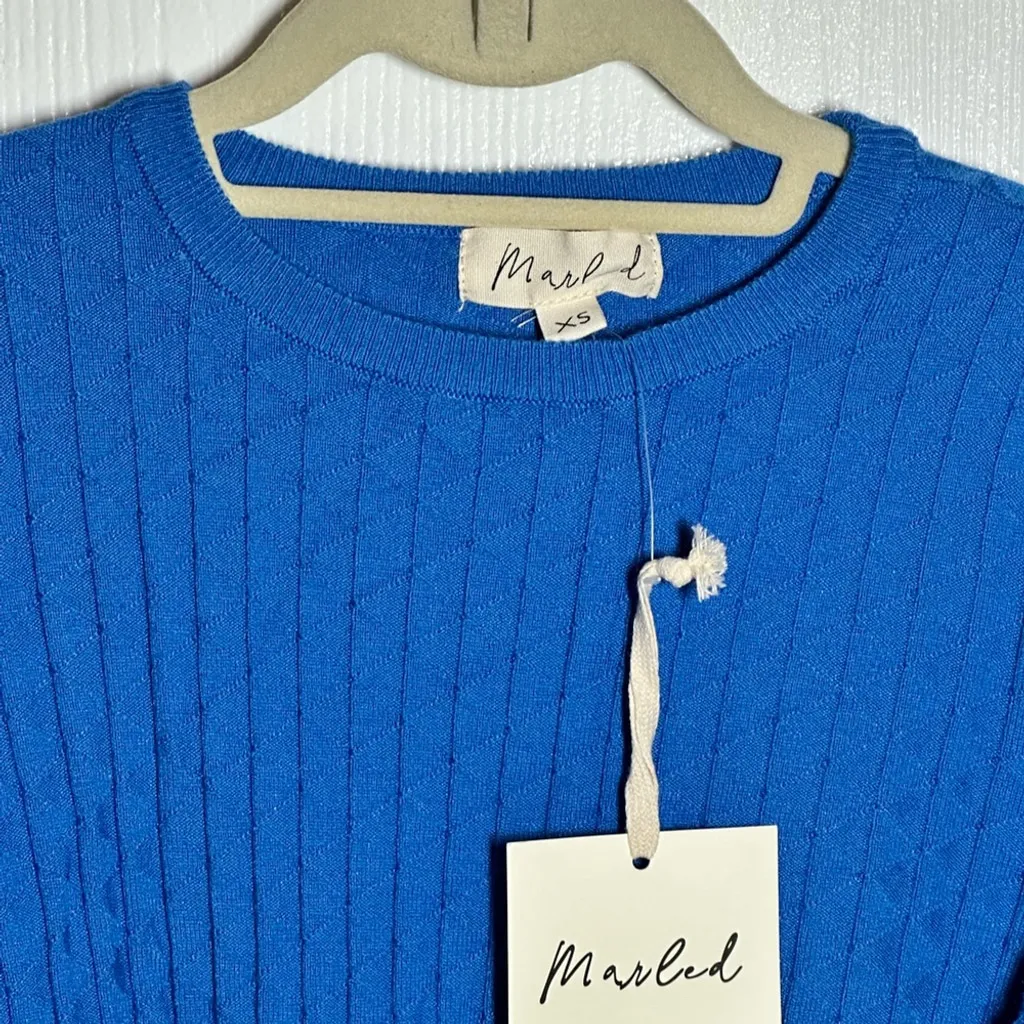 Marled by Reunited Clothing Company Royal Blue Cable Knit Sweater Size XS - Image 5