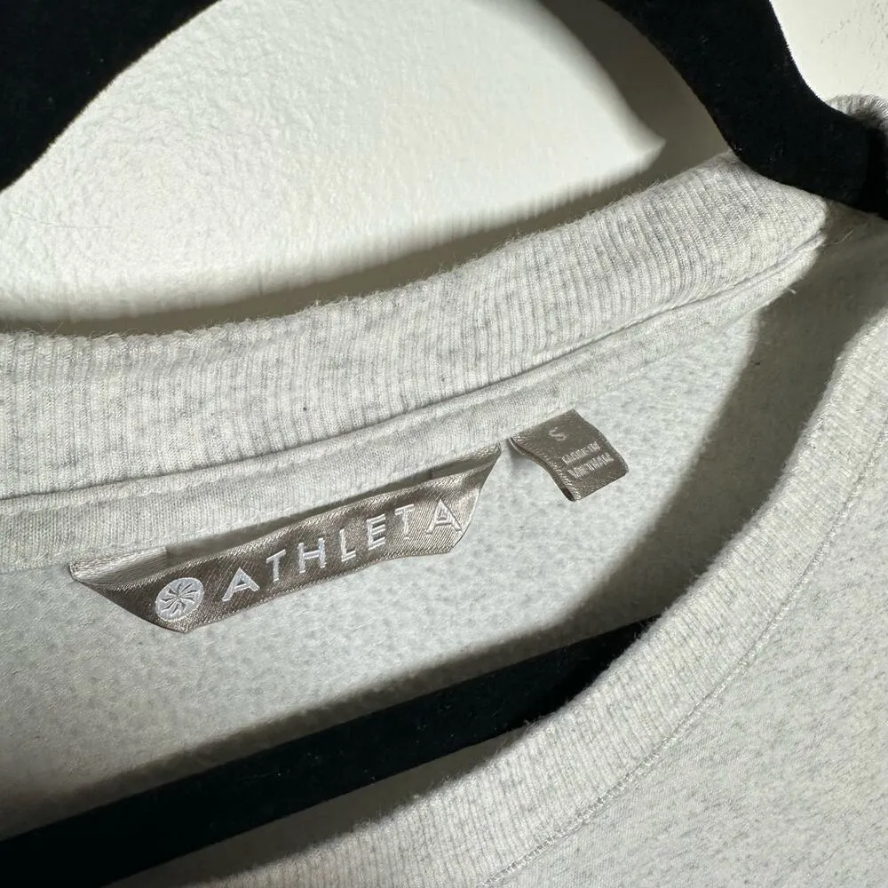 Athleta Coaster Luxe Sweatshirt Top Fog Grey Heathered Pullover Size Small - Image 3