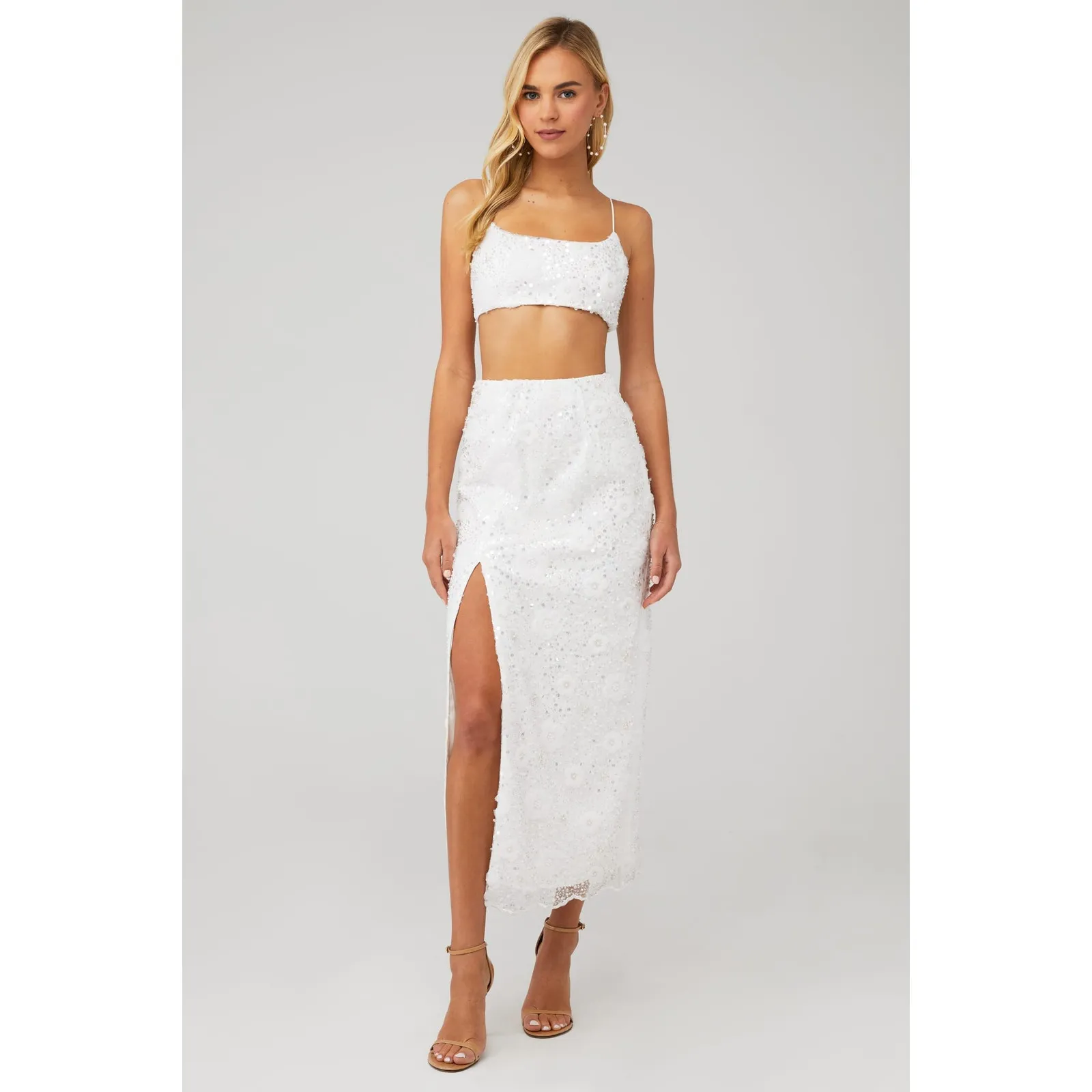 Show Me Your Mumu Love Letter Skirt Embellished Tulle with Floral Sequins XS - Image 4