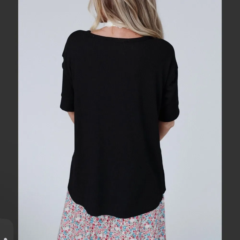 Three Bird Nest Leila Ribbed Henley oversized Top - Image 2