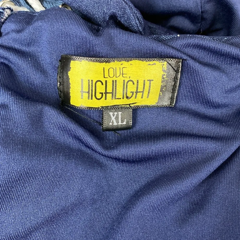 Love Highlight Blue Denim Tie Lace Up Sleeveless Strapless Corset Crop Top XL - Image 5